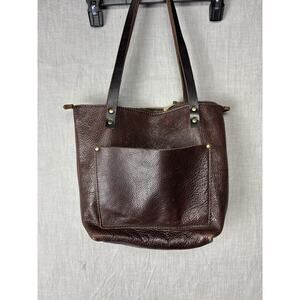 PORTLAND LEATHER GOODS Womens Tote Brown Full Grain Leather Zip Top